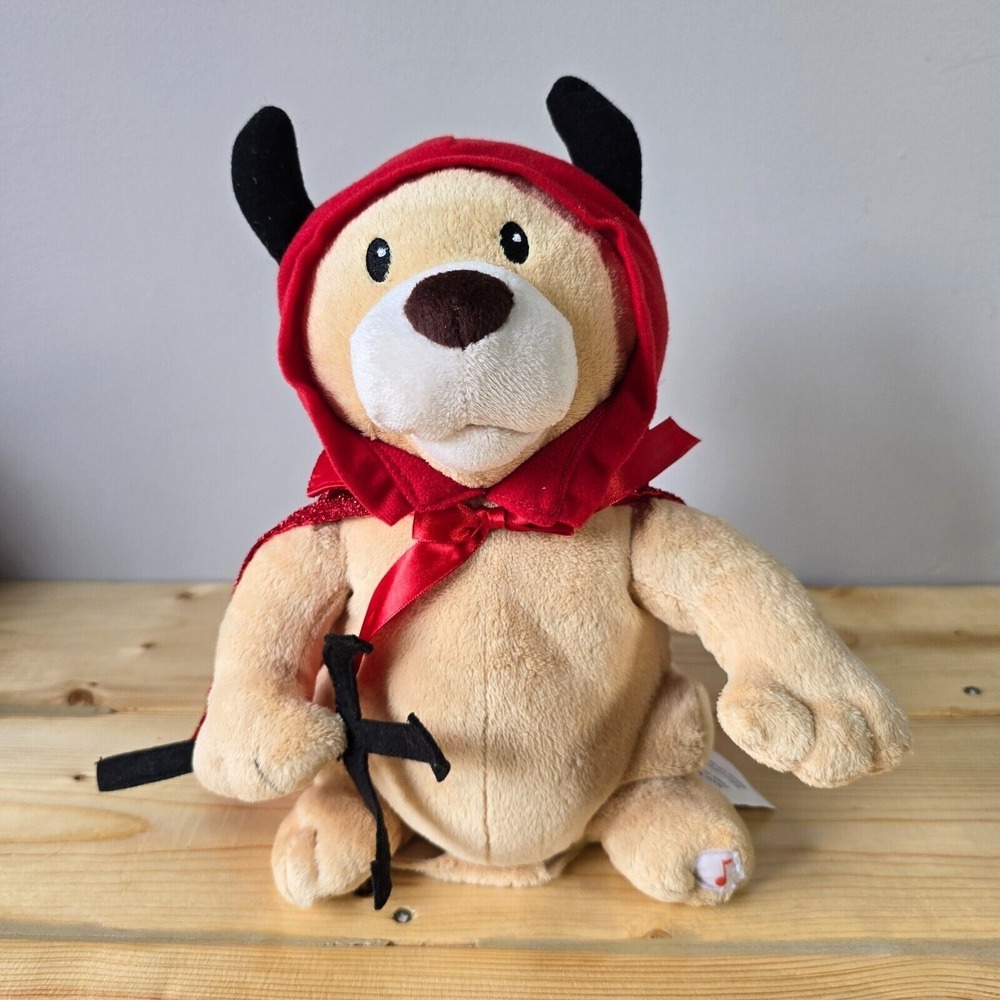 Halloween Devil Dog Electronic Musical Plush Stuffed Animal Toy with Cape & Horn